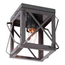 Ceiling Light Flush Mount Single Folded Bars in Country Tin USA Handcrafted