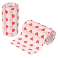 Pet Wrap Bandages 4 Inch 5 Yard Dog Bandage Wrap White/Heart 2Pcs