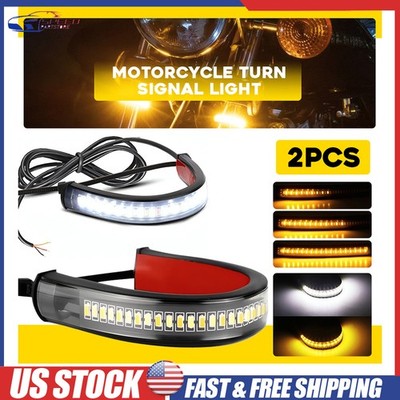 2x Motorcycle LED Amber White Turn Signal DRL Indicators Blinker Light Kit 12DC
