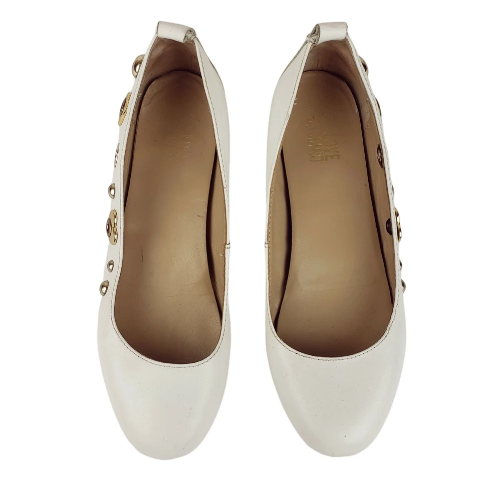 LOVE Moschino Plata Corazón Tachonado Blanco Planos Talla EU 36 US 6 Foto 2 de 4