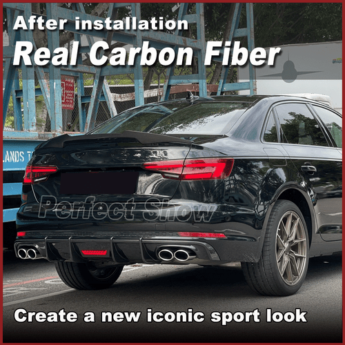 For Audi A4 Sline S4 2017-19 Rear Bumper Diffuser Lip Quad Exhaust Carbon Fiber - Picture 2 of 11