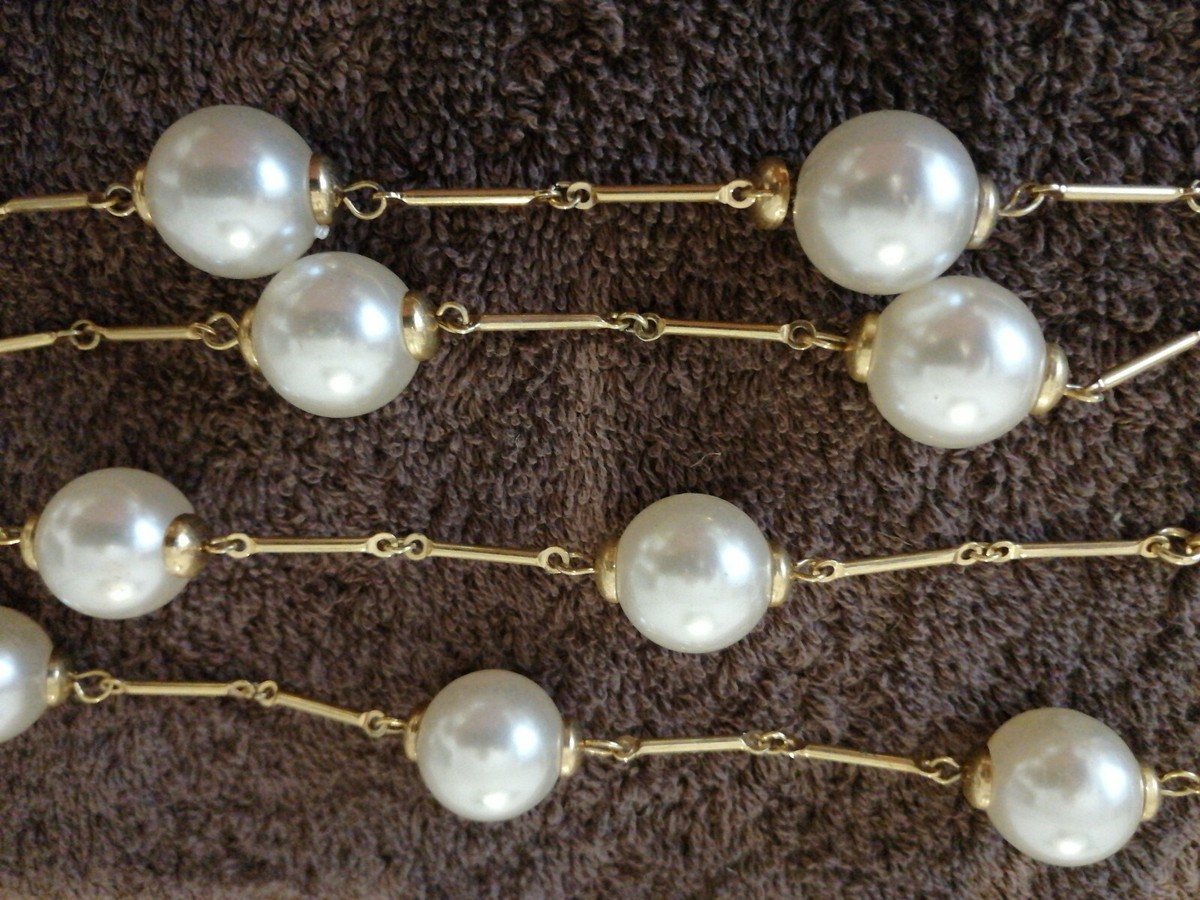 Grand Sautoir Imitation Perles De Culture - Bijou Fantaisie Occasion