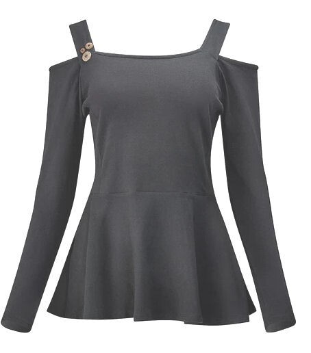 Joe Browns Black Open Shoulder Basic T-Shirt Size 14