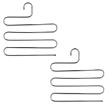 US 2 Pcs Trouser Pants Hanger Non-Slip S-Shape 5-Layer Rack Closet Space Saver
