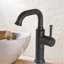 Black Brass Bathroom Vanity Basin Sink Mixer Faucet Single Hole Deck Mount Tap