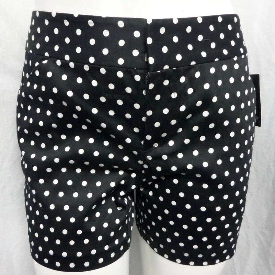 INC INTERNATIONAL CONCEPTS PANTALONES CORTOS CHINOS NEGROS ESTAMPADO LUNARES TALLA: 8 NUEVOS CON ETIQUETAS Foto 3 de 4