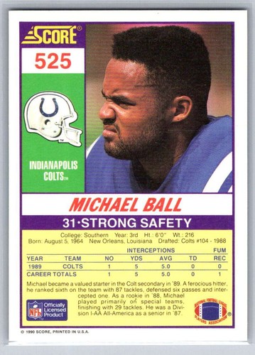 1990 Score #525 Michael Ball - Picture 2 of 2