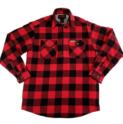 Hickory Shirt Co Flannel Shirt Mens MT (Medium Tall) Zip Pullover