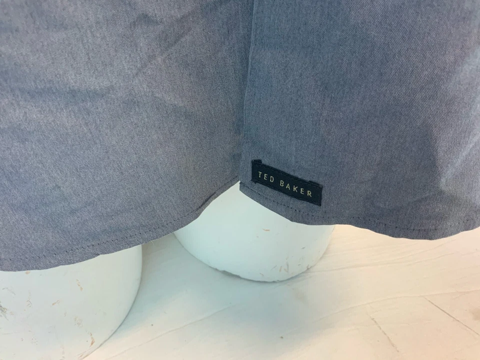 Camisa Ted Baker London Botón XL Talla 3 Ted Gris Viscosa Poli Como Nueva YGI C1-313 Foto 4 de 4