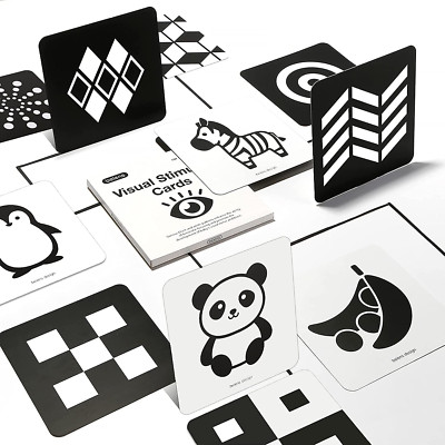 High Contrast Baby Flashcards, Newborn Brain Development Toys, Visual Stimulatio