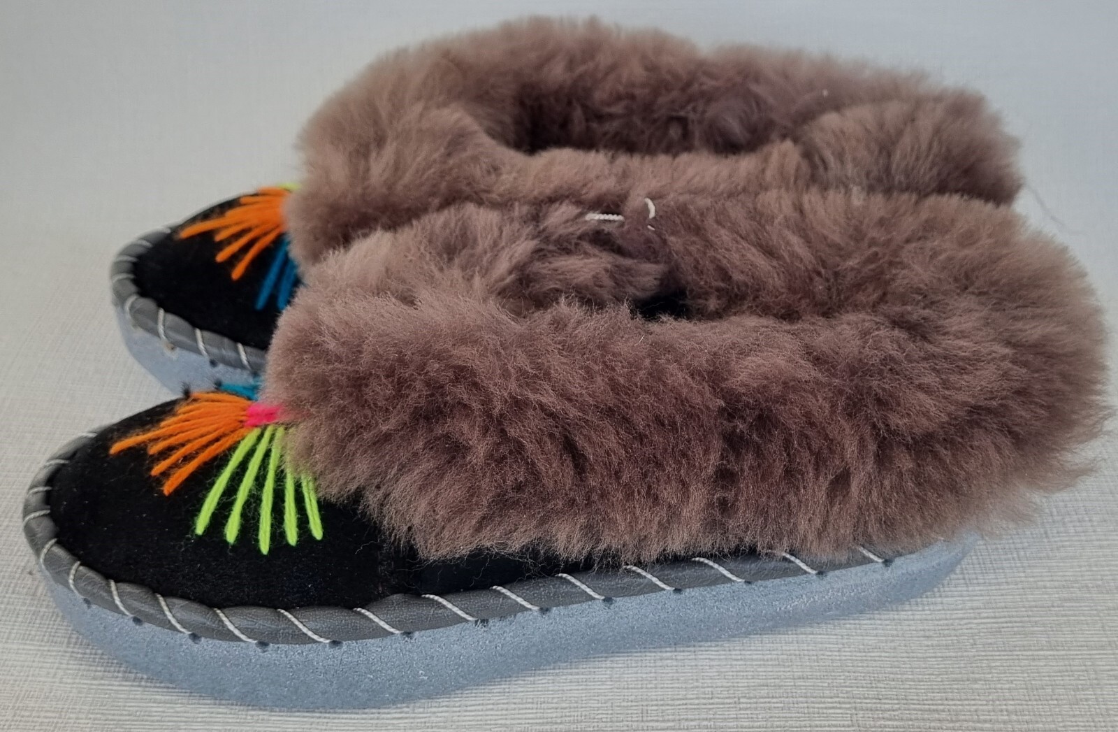 APL PELLICCIA DI AGNELLO PANTOFOLE calde mocassino taglia 37 NUOVE pelle di pecora pelle colore artigianale*9