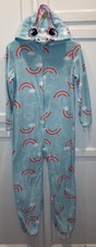 CAT  JACK Girls NEW Sz 10-12 Unicorn PJ Hooded No Feet Fleece Pajamas NWOT