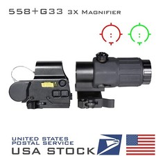 G33 3x Magnifier 558 Red Green Dot Holographic Reflex Scope Sight QD Mount 20mm