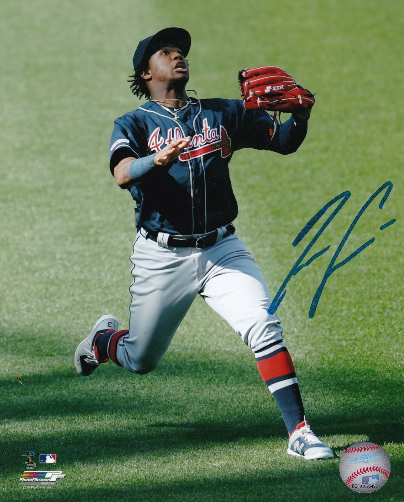 RONALD ACUNA JR. ATLANTA BRAVES ACTION SIGNED 8x10 