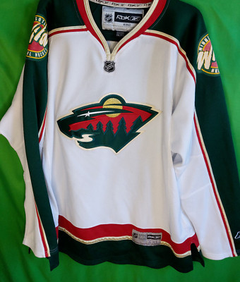 2XL mens Minnesota Wild Jersey white green reebok premier bear logo men 2XL