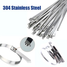 304 STAINLESS STEEL CABLE TIES STRON METAL TIE WRAPS ZIP TIE EXHAUST WIDE 10mm