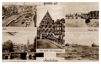 Multiple Views of Popular Destinations in Amsterdam Netherlands Postcard 