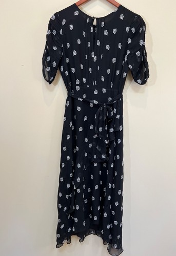 Shoshanna Womens Savona Lace Detail Puff Sleeve Crepe Black Midi Dress Size 6 - Picture 3 of 11
