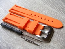 For Panerai Luminor Marina PAM Orange Silicone Watch Strap Band 24mm NEW