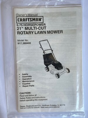 OEM Owners Manual Craftsman HP Multi-Cut Rotary Lawn Mower Model 