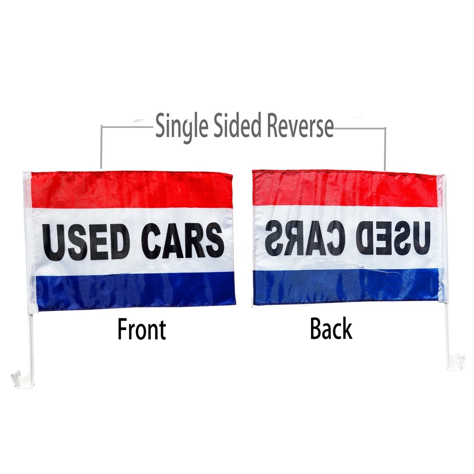 12 PACK USED CARS AUTO CAR DEALER SUPPLIES Window Clip On Flags Sale Flag - Image 3 of 4