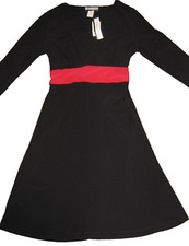 NWTS STEPHEN & CASEY womens sz Medium M tory Black red Stretch Tea Dress A-line