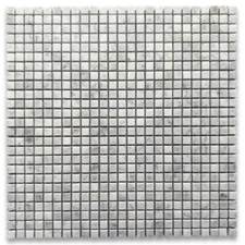 C21XP 3/8x3/8 Square Mosaic Tile Carrara White Marble Polished Venato Bianco