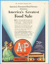 1929 Great Atlantic & Pacific Tea A&P Grocery Store America's Greatest Sale Ad
