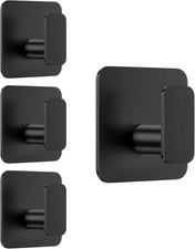 Black Hooks for Hanging Heavy Duty, Adhesive Hooks for Shower, Bathroom,