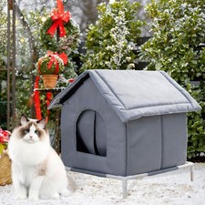 Cat House for Outdoor Cats Warm Feral Cat Shelter for Winter Garden Outside