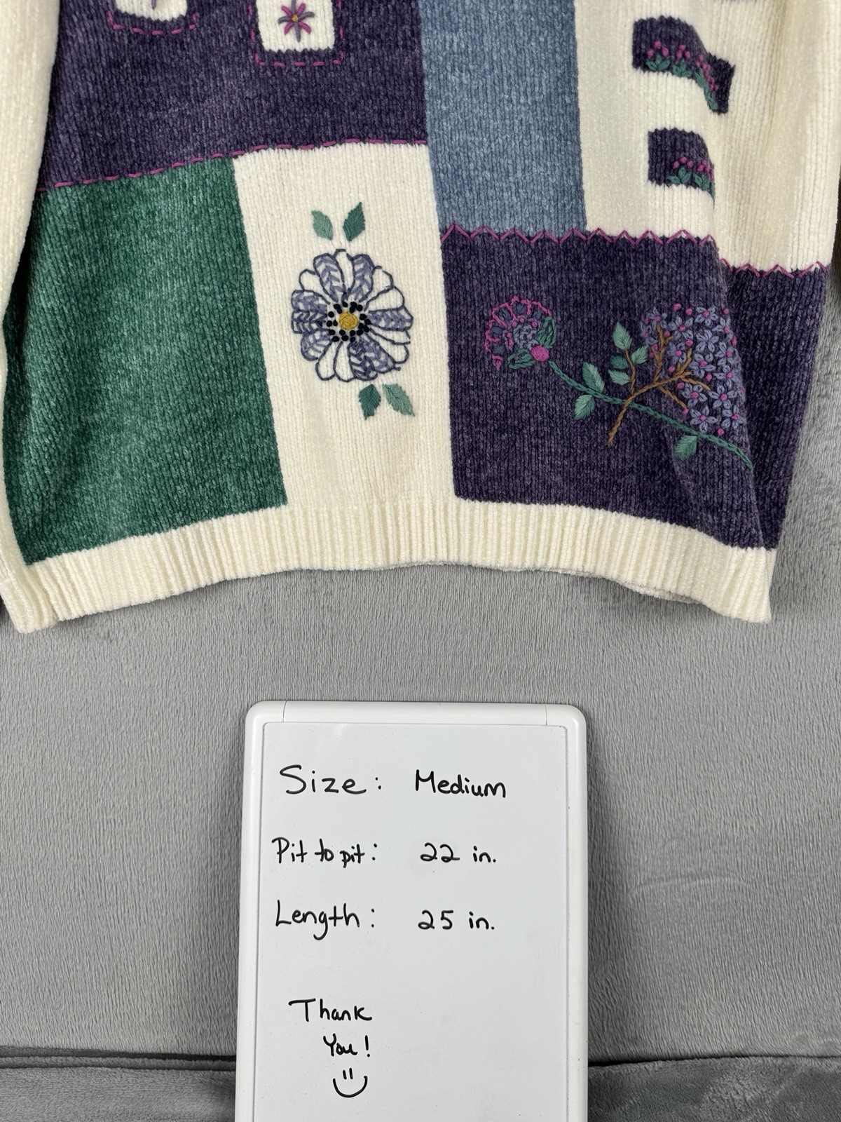 Alfred Dunner Cream Patchwork Medium Embroidered … - image 8