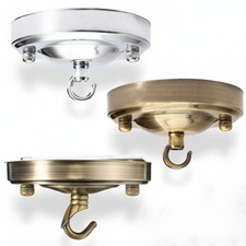 Ceiling Rose 108mm Dia with Hook for Chandelier Light Fitting Metal Finish UK
