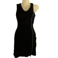 Versace Jeans Couture 24/38 Dress Mini Black Velvet Rhinestone Studded Cocktail