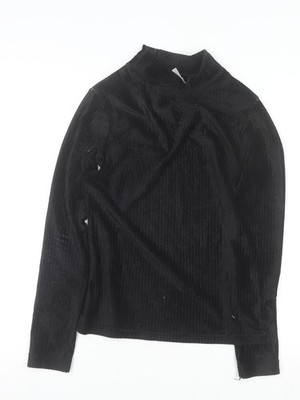 St. Bernard Damen schwarz Samt Stehkragen Langarm Pullover Gr. 14