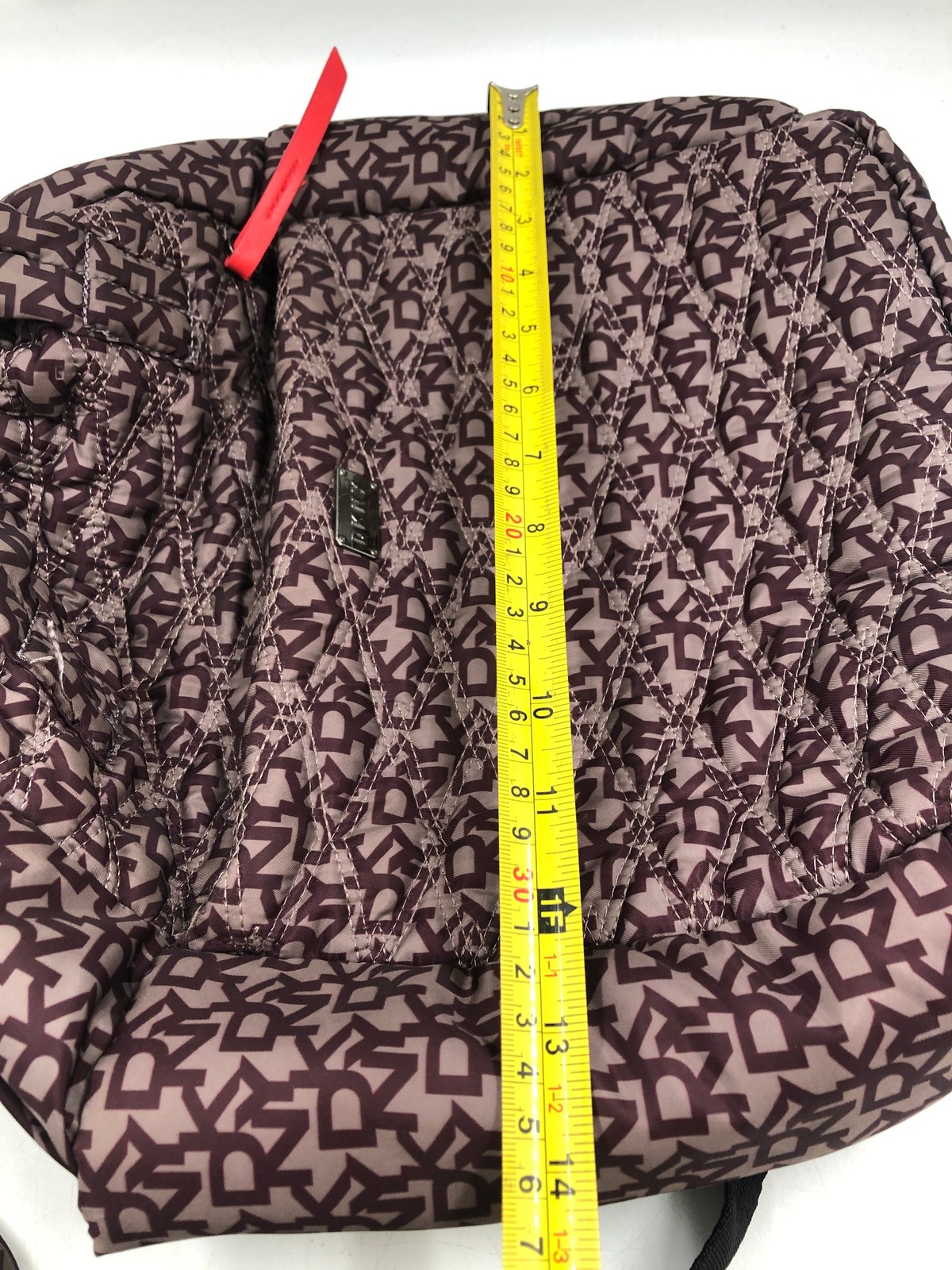 DKNY Quilted Backpack Monogram Pattern with Red A… - image 10