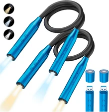 2 Pack Neck Book Lights, 3 Colors & 3 Brightness Levels, Flexible 380° Neck Ligh