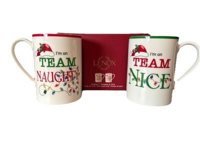 Lenox New In Box  I m On Team Naughty & I m On Team Nice  Mug Set Cute Tradition
