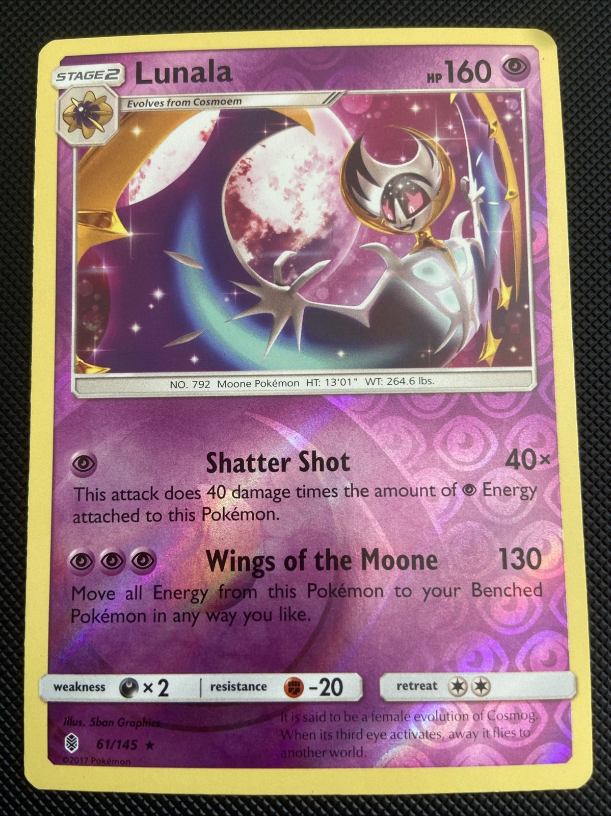 Lunala 61/145 SM Guardians Rising Pokemon TCG Reverse Holo NM