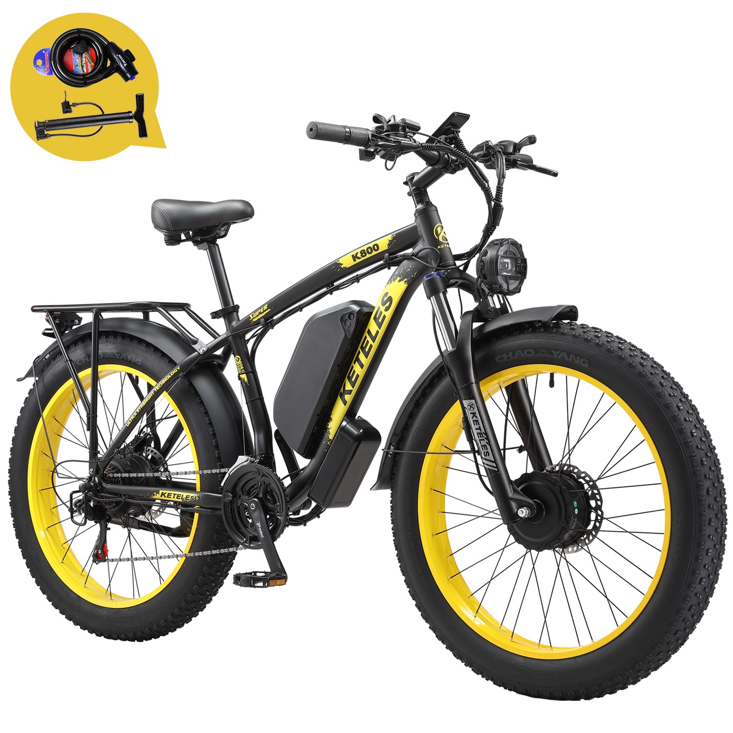 2000W Dual Motor Fat Tire E-Bike for Adults 48V 23Ah Battery 26 Inch