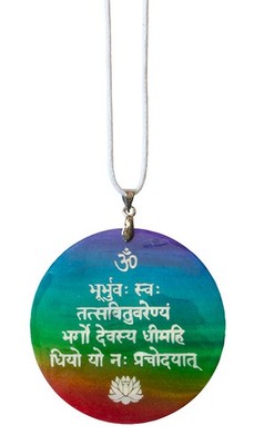 Halskette ''Gayatri Mantra'' Muschel Airbrush rainbow 5cm