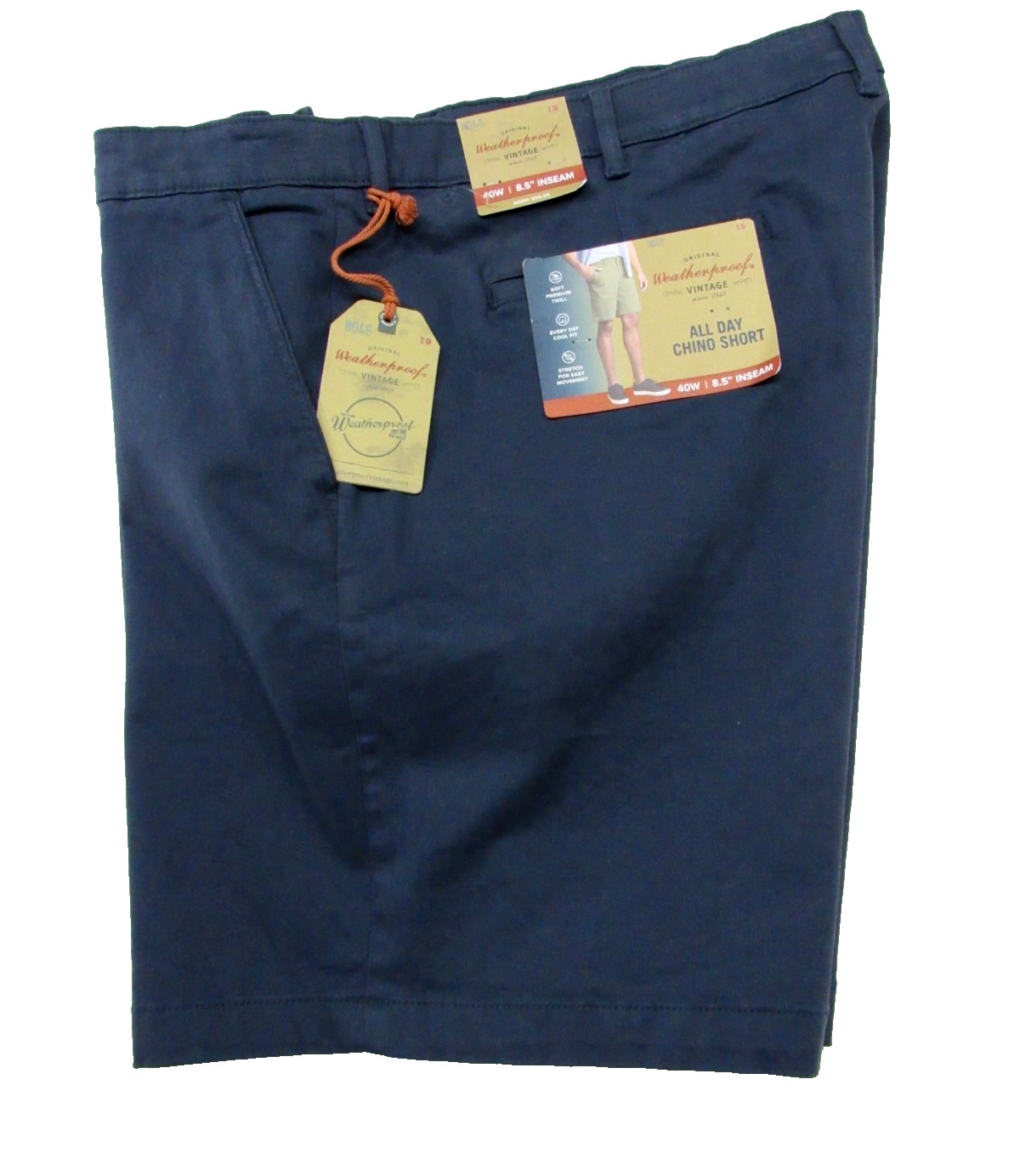 WEATHERPROOF Vintage Mens size 40 Navy Stretch Cotton Twill Chino Shorts 6090₽