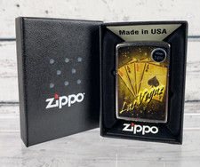 Zippo Lighter Las vegas 4 Aces Street Chrome w/Box -NEW