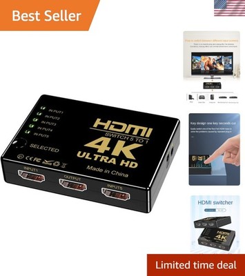 4K HDMI Switch 5-Port Input to 1 Output Compatible with PC PS4 TV Smart Box