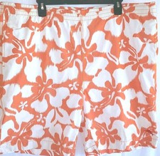 Tommy Bahama Relax Mens XL Stretch Tie Waist Board Shorts Tropical Orange White