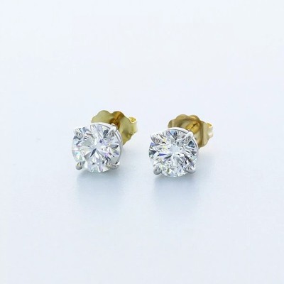 Ohrstecker massiv 14K Weißgold klassisch rund 3 Karat natürlicher Diamant G SI1