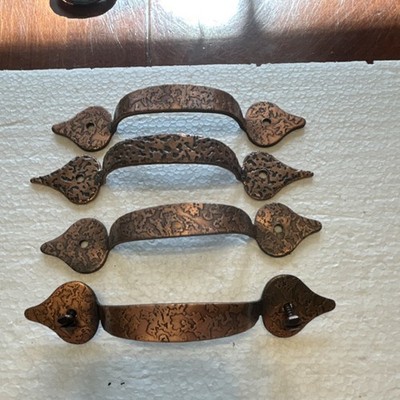 Vintage Brushed Copper Metal Cabinet Handle Pulls 5'' 3.5'' Set of 4
