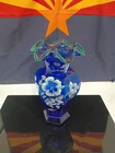 Fenton Hand painted 75th Anv.Vase a 1998 Cobalt Blue Signed By The Artist RARE!