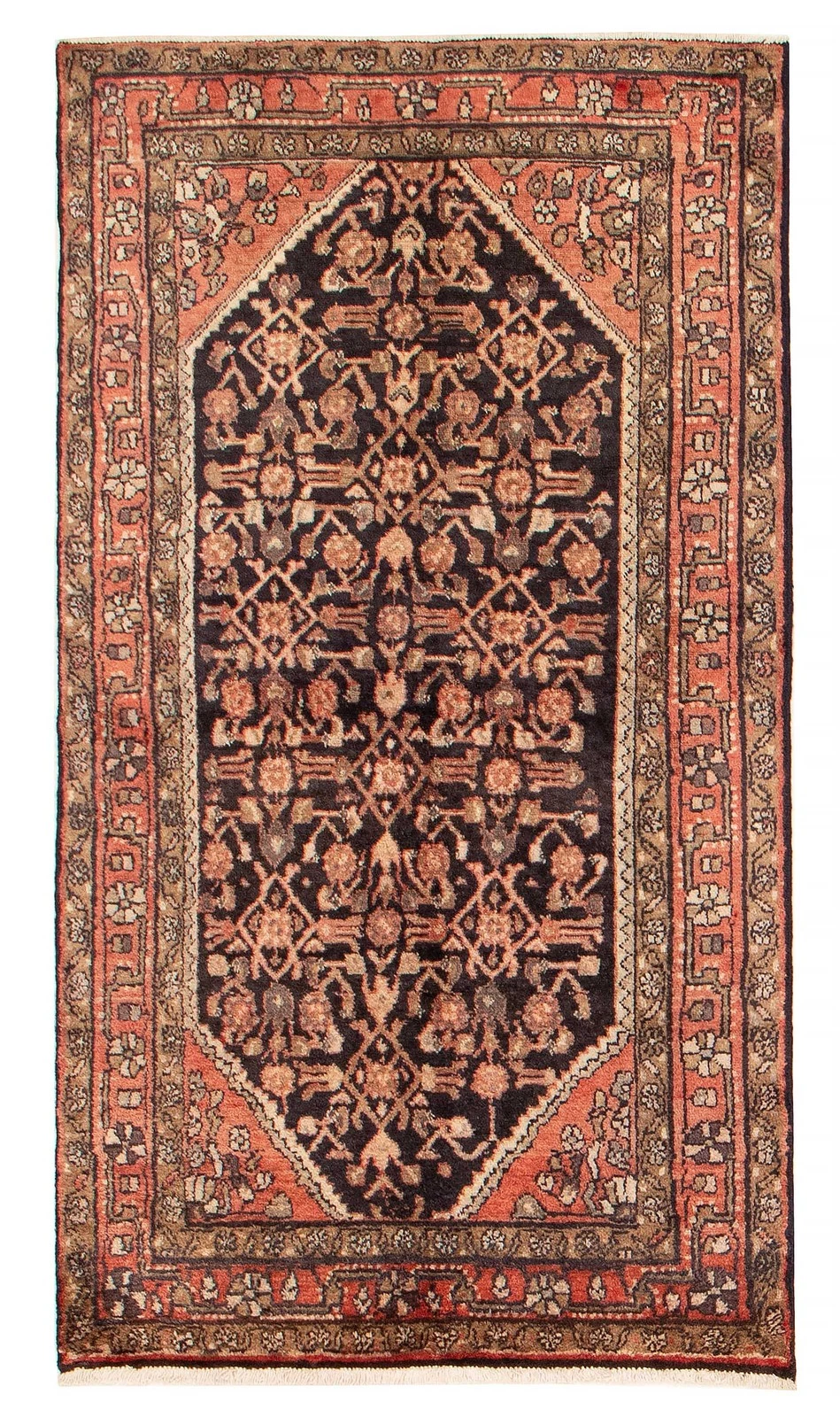 Vintage Hand-Knotted Area Rug 3'7" x 6'9" Traditional Oriental Wool Carpet