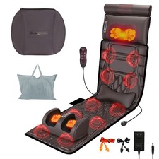 PU Leather Full Body Massage Mat With Heat Timer And Shiatsu Neck Foot Massager