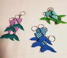 Mermaid Tail 12 Rubber Key Chains Party Favor Backpack Toggles 4 7/8" w/keychain